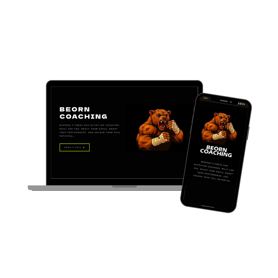 Laptop and phone showing website called Beorn Coaching